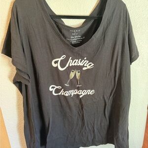 torrid Black V-Neck 'Chasing Champagne' Graphic Tee